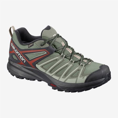 Salomon X CREST GTX Mens Hiking Shoes Green UK WHZB
